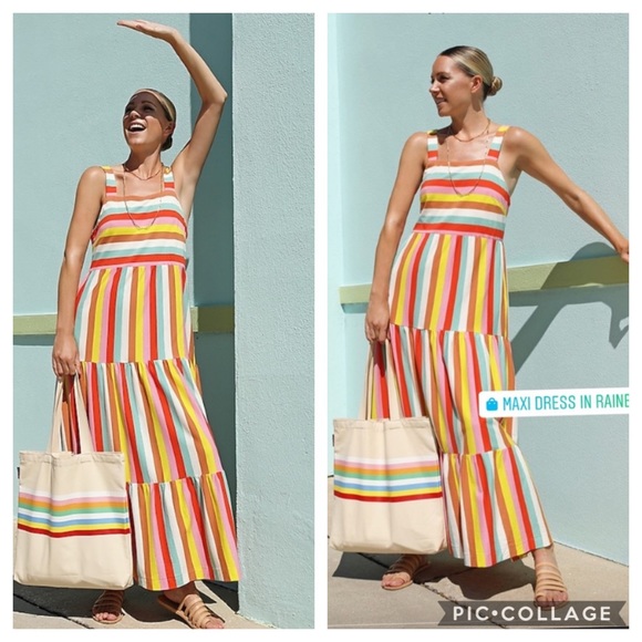 NWT J. Crew Maxi Dress in Rainbow Stripe